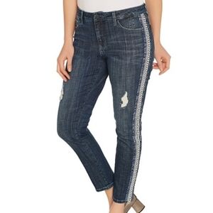 Laurie Felt Dark Blue Cropped Jeans with Side Embellishment